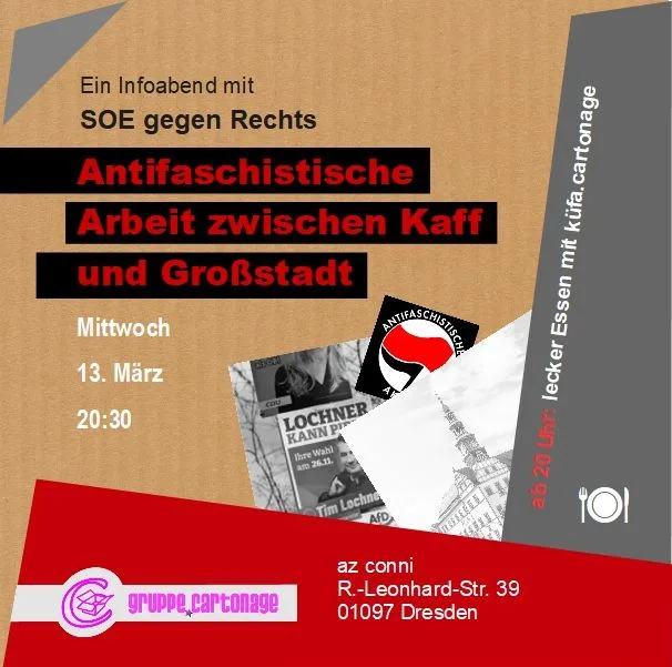 Vanstaltungsbild: Küfa & Input „Antifaschistische Arbeit zwischen Kaff und Großstadt“