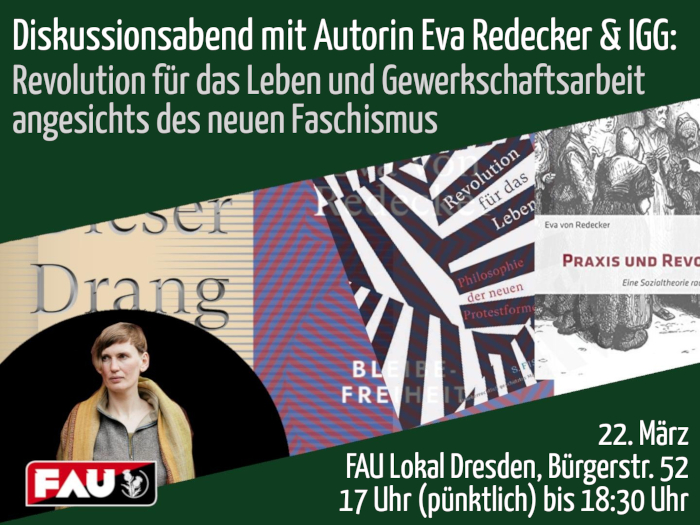 Vanstaltungsbild: Diskussionsabend IGG & Autorin Eva Redecker: Revolution für das Leben im neuen Faschismus
